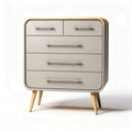 Commode moderne en bois avec quatre tiroirs gris et pieds en bois clair 75 x 40 x 90cm