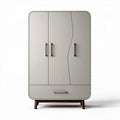 Armoire en bois gris avec trois portes et un tiroir de rangement 180 x 90 x 45cm