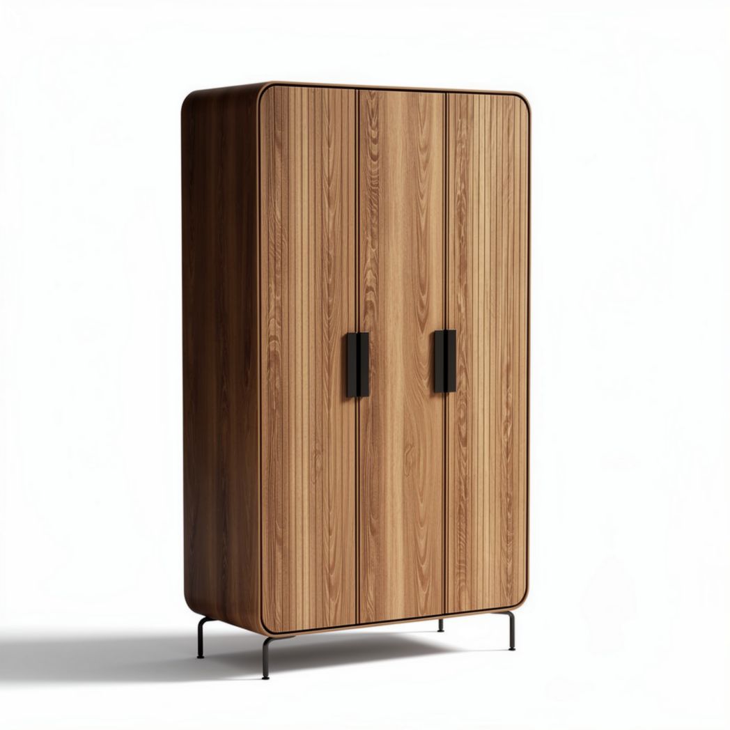 Armoire en bois de chêne avec portes en métal 150 x 80 x 40cm