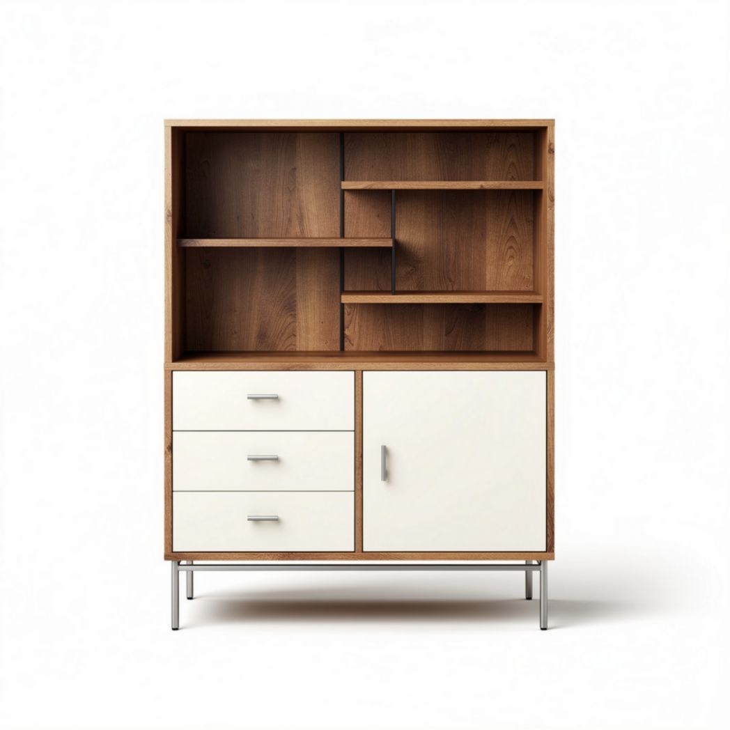 Meuble de rangement en bois avec tiroirs et portes blanches 80 x 40 x 120cm