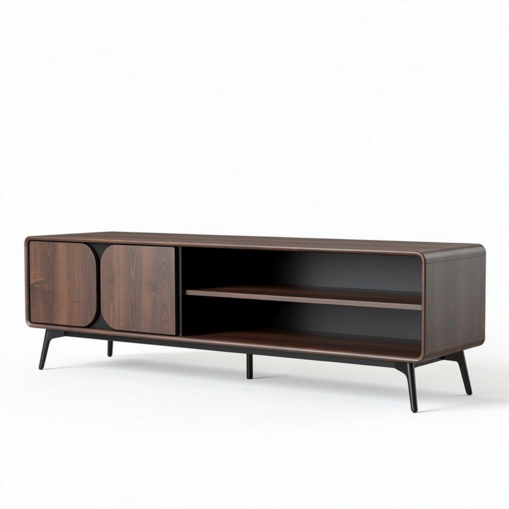 Meuble TV en bois foncé avec rangement dimensions 120 x 40 x 50cm