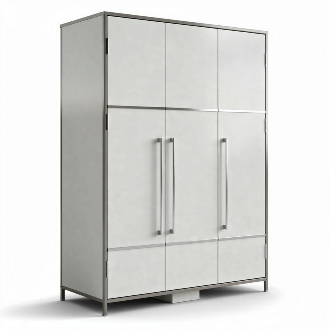 Armoire de rangement blanche en métal avec six portes 200 x 100 x 50cm