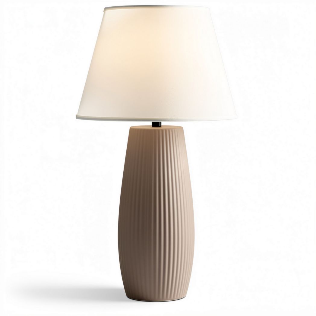 Lampe en céramique beige avec abat-jour en tissu blanc 30 x 30 x 50cm