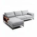 Canapé en tissu bouclé gris avec rangements en bois dimensions 240 x 160 x 85cm