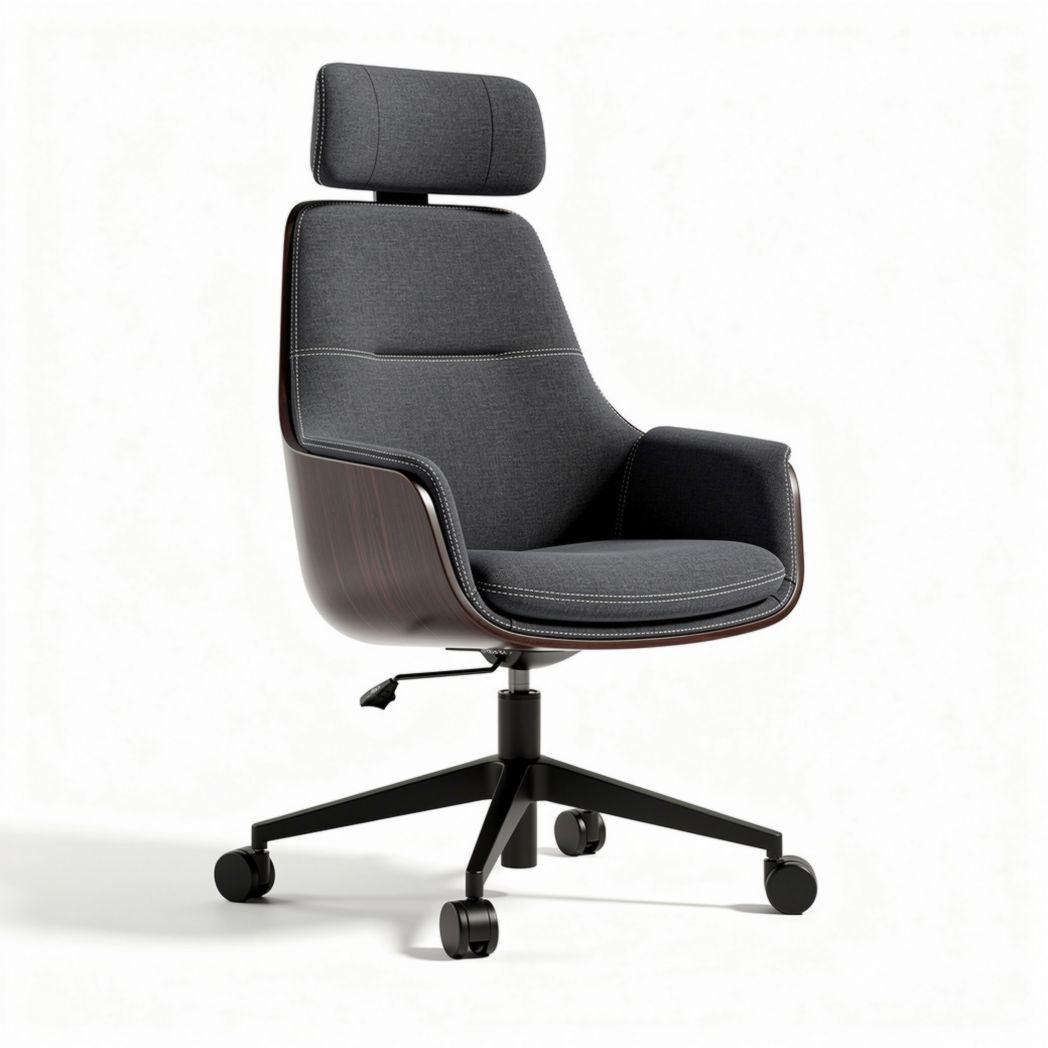 Chaise de bureau en tissu gris avec accoudoirs et roulettes dimensions 60 x 60 x 100cm