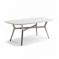 Table rectangulaire en bois clair avec pied en métal gris de 200 x 100 x 75cm