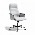 Chaise de bureau ergonomique en tissu gris avec roulettes et accoudoirs