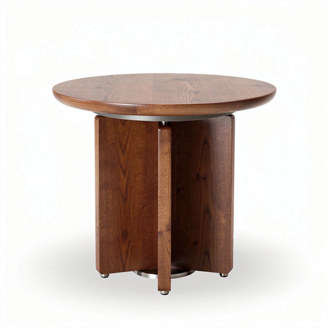 Table ronde en bois de noyer dimensions 70 x 70 x 75cm pour intérieur moderne